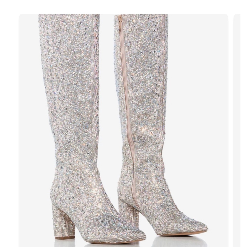 AZALEA WANG Peachy Pie Silver Embellished PVC Boot In Silver